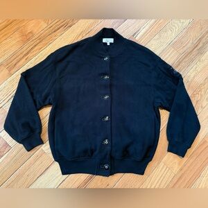 VTG St John Sport Black Button Down Jacket Crown Crest Logo Cotton Womens Size M